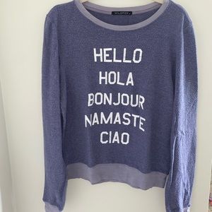 WILDFOX PURPLE HELLO SWEATSHIRT/SWEATER